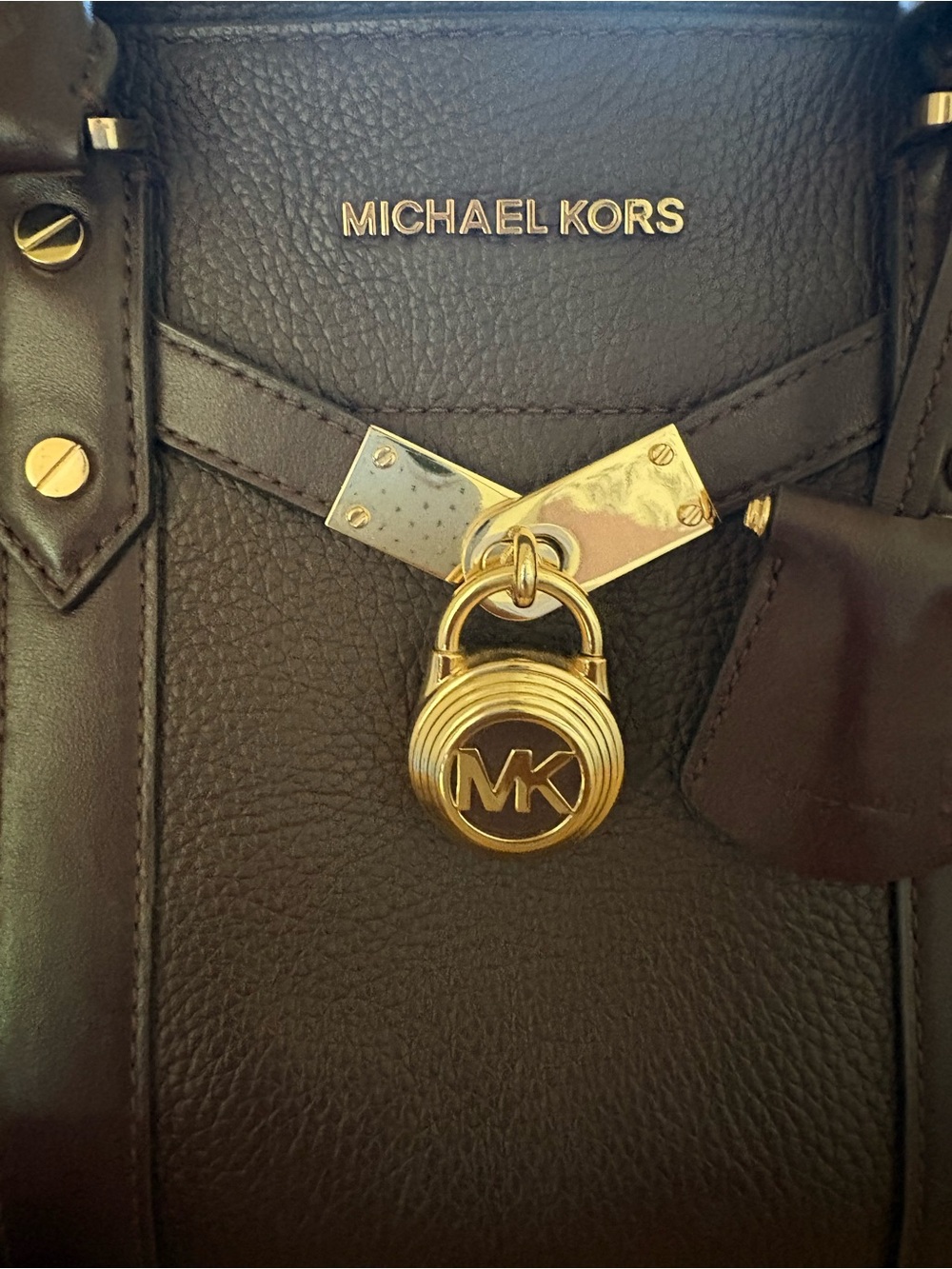 Michael Kors Dark Brown Leather Satchel with Gold Hardware - Picture 2 of 15